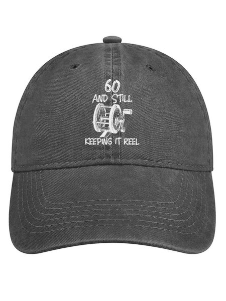 

60 And Still Keeping It Reel Denim Hat, Deep gray, Men's Hats