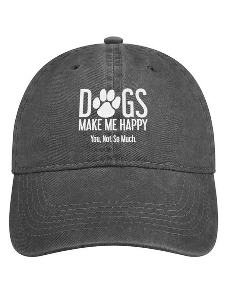 

Dogs Make Me Happy You Not So Much Denim Hat, Deep gray, Men's Hats