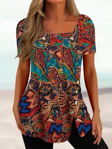 

Ethnic Vintage Buttoned Summer Shirt, Red, Shirts & Blouses