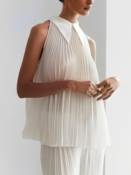 

Elegant Plain Loose Sleeveless Shirt, White, Blouses and Shirts