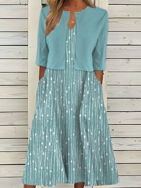 

Trendy Polka Dot Print Two-Piece Dress, Light blue, Dresses