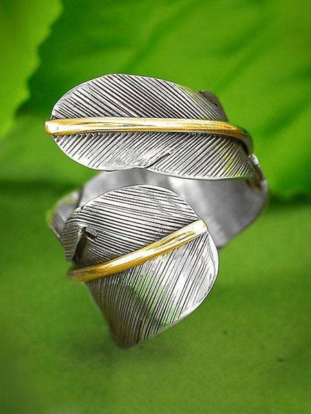 

Ethnic Style Silver Feather Shape Open Ring Female Vintage Jewelry, Rings