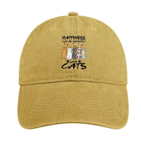

Women’s Happiness Can Be Measured With Cats Adjustable Denim Hat, Yellow, Women's Hats