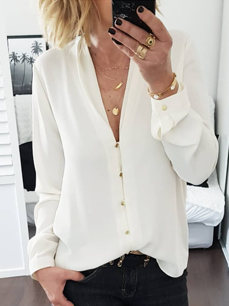 

Urban Loose Crew Neck Plain Blouse, White, Shirts & Blouses