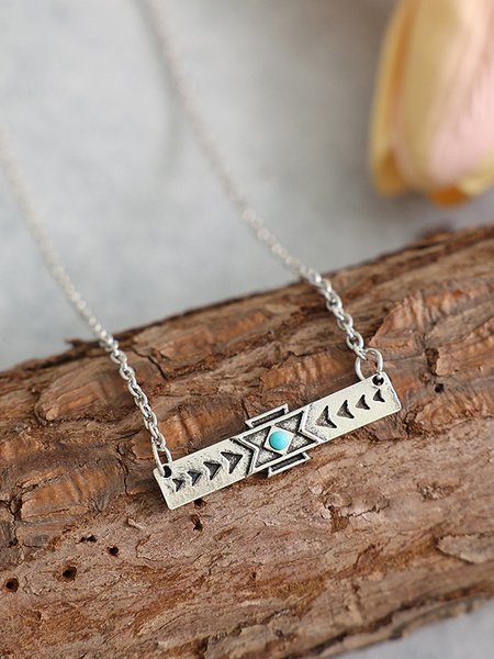 

Ethnic Style Natural Turquoise Pendant Necklace Women Jewelry, Silver, Necklaces