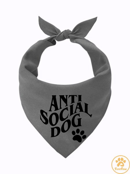 

Lilicloth X Funnpaw Anti Social Dog Matching Dog Print Bib, Gray, Pet Bandanas