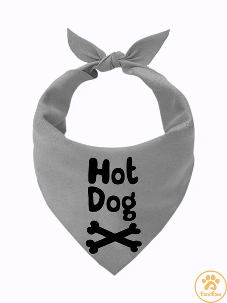 

Lilicloth X Funnpaw Hot Dog Matching Dog Print Bib, Gray, Pet Bandanas