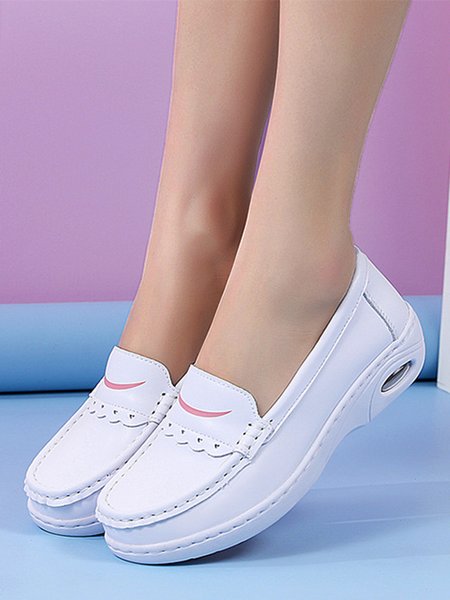 

White Comfort Air Cushion Nurse Professional Loafers, Pink, Sandals