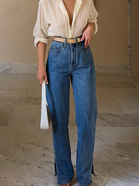 

Casual Denim Regular Fit Plain Jeans, Blue, Jeans