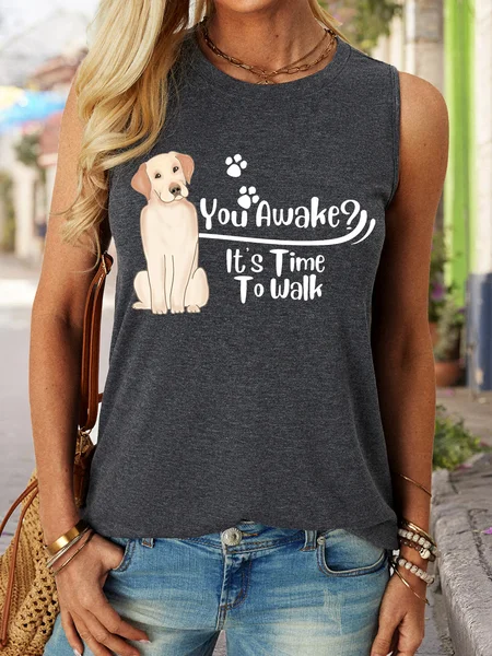 

Lilicloth X Vithya Dog Lover You Awake It's Time To Walk Women's Tank Top, Deep gray, Tank Tops