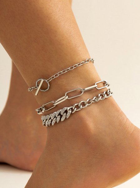 

Urban Fashion Chain Multilayer Anklet Daily Party Music Festival Women Jewelry, Silver, Anklets