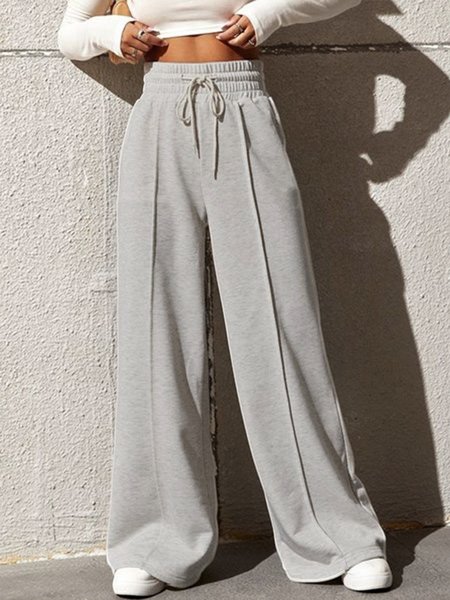 

Plain No Elasticity Casual Sweatpants & Joggers, Gray, Pants