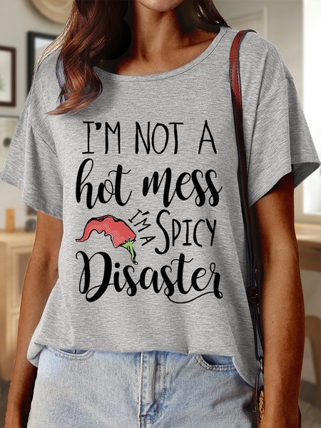 

Lilicloth X Manikvskhan I’m Not A Hot Mess I’m A Spicy Disaster Women's T-Shirt, Gray, T-shirts