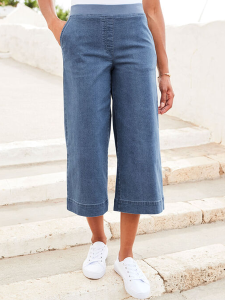

Denim Loose Plain Casual Jeans, Denim blue, Jeans