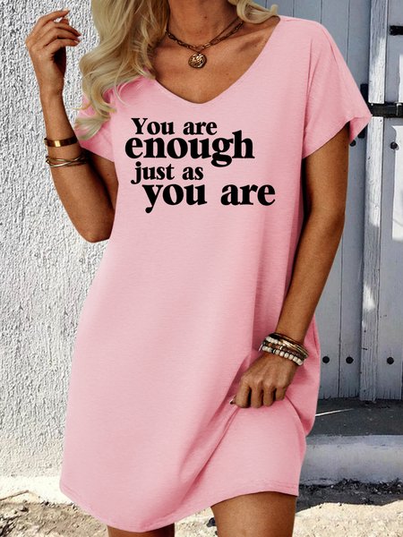 

Women's You Are Enough Just As You Are Casual Dress, Pink, Dresses