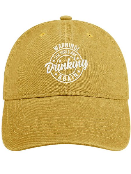 

Men's /Women's Warning The Girls Are Drinking Again Funny Graphic Printing Regular Fit Adjustable Denim Hat, Yellow, Women's Hats