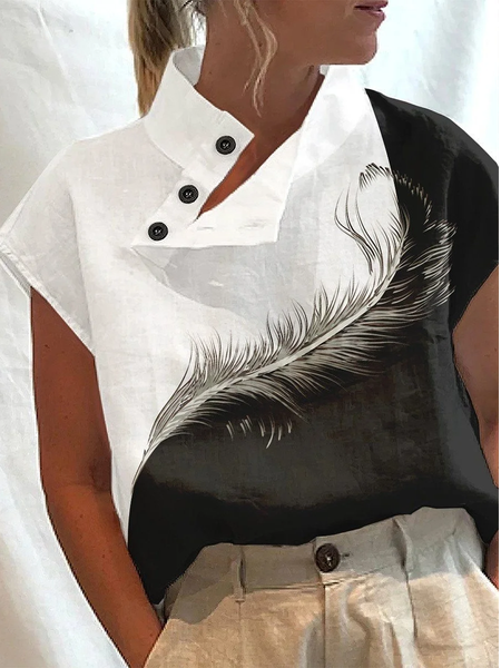 

Linen Asymmetrical Linen Loose Shirt, White, Shirts & Blouses