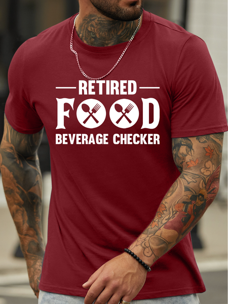 

Lilicloth X Jessanjony Retired Food Beverage Checker Men's Casual Text Letters Crew Neck T-Shirt, Red, T-shirts