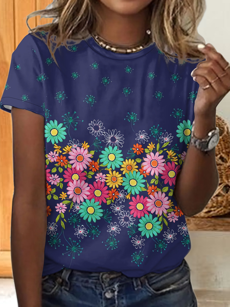 

Women's Vacation Cute Daisy T-Shirt, Blue, T-shirts