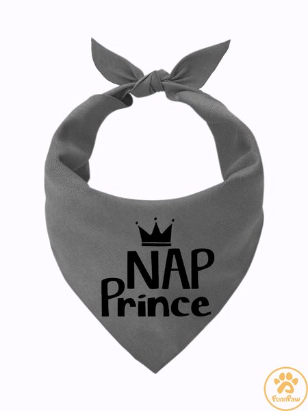 

Lilicloth X Funnpaw Nap Prince Matching Dog Print Bib, Gray, Pet Bandanas