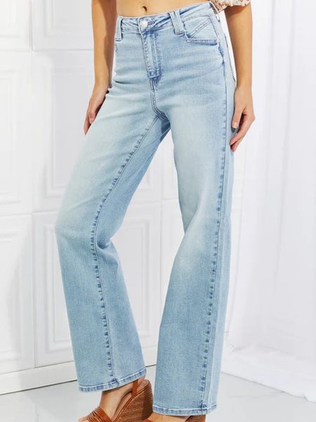 

Casual Plain Regular Fit Denim Jeans, Blue, Jeans