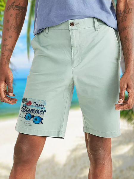 

Botanical Floral Vacation Bermuda Shorts, Green, Men's shorts