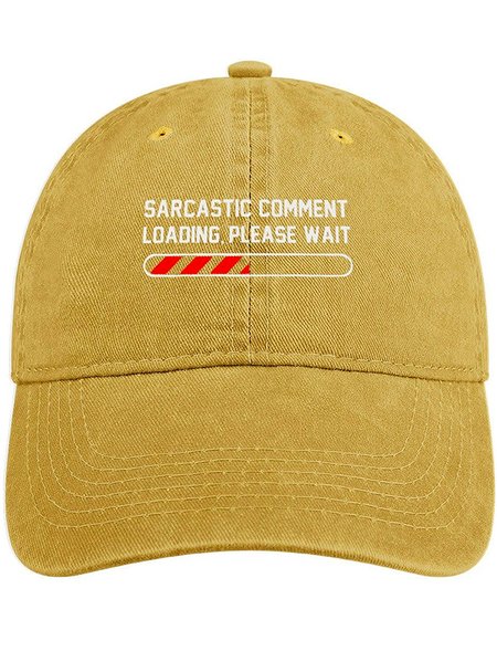 

Men's /Women's Sarcastic Comment Loading Wait Funny Graphic Printing Regular Fit Adjustable Denim Hat, Yellow, Men's Hats