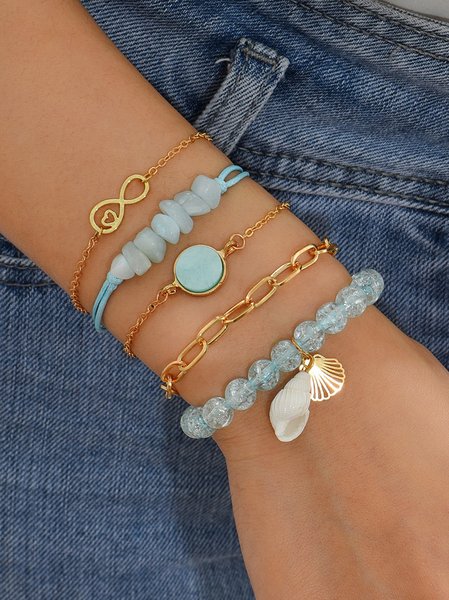 

Boho Seashell Crystal Layered Bracelet Vacation Beach Women Jewelry, As picture, Bracelets