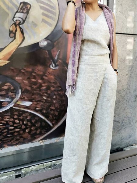 

Loose Cotton And Linen Linen Jumpsuit, Khaki, Jumpsuits & Rompers