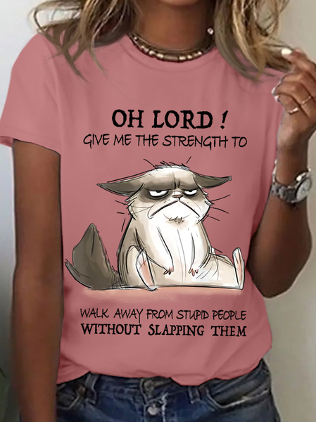 

Women's Funny Word Oh Lord Give Me The Strength To Walk Away From Stupid People Without Slapping Them Loose T-Shirt, Pink, T-shirts
