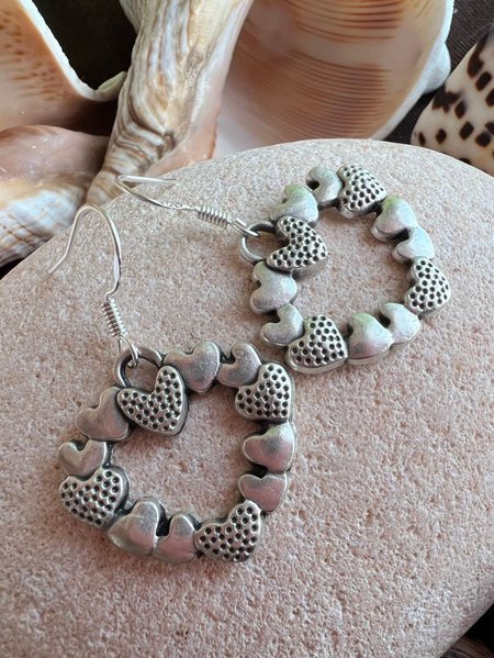 

Urban Silver Heart Metal Earring Casual Ladies Jewelry, Earrings