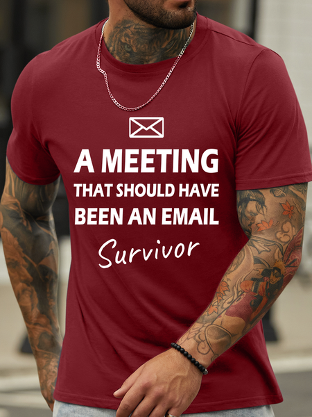 

Lilicloth X Hynek Rajtr A Meeting That Should Have Been An Email Survivor Men's Crew Neck Casual T-Shirt, Red, T-shirts