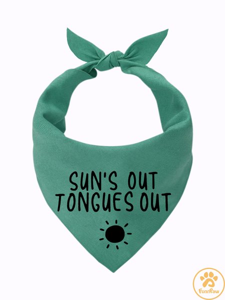 

Lilicloth X Funnpaw Sun's Out Tongues Out Dog Print Bib, Green, Pet Bandanas