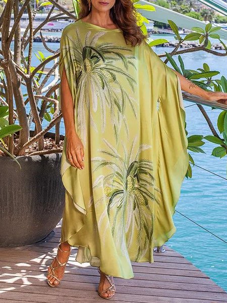 

Floral Crew Neck Vacation Shirt, As picture, Blouses and Shirts