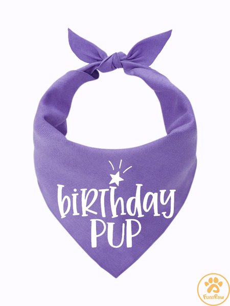 

Lilicloth X Funnpaw Birthday Pup Dog Print Bib, Purple, Pet Bandanas