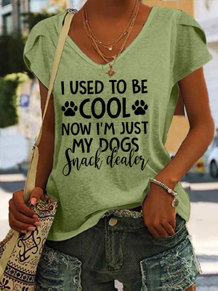 

Women's Dog Lover Print Casual Letters Crew Neck T-Shirt, Green, T-shirts