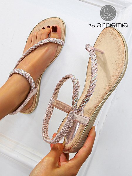 

Rhinestone Knot Beach Flip Sandals, Champagne, Sandals
