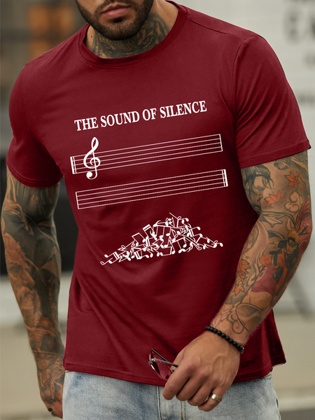 

Lilicloth X Hynek Rajtr The Sound of Silence Men's Casual Crew Neck T-Shirt, Red, T-shirts