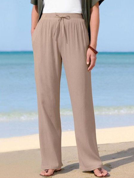

Casual Loose Drawstring Summer Pants, Khaki, Pants