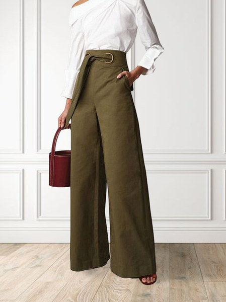 

Regular Fit Elegant Plain Fashion Pants, Green, Pants