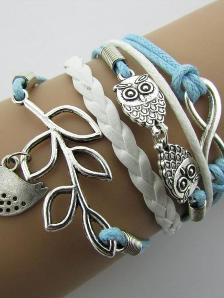 

JFN Vintage Multi-layer Alloy Jewelry Women Bracelet, Light blue, Bracelets