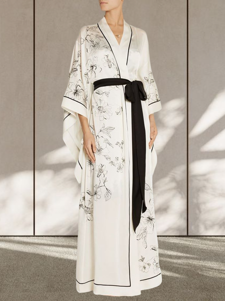 

Casual Loose Others Floral No Elasticity Kimono, As picture, Others