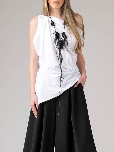 

Plain Casual Loose Asymmetrical T-Shirt, White, Tees