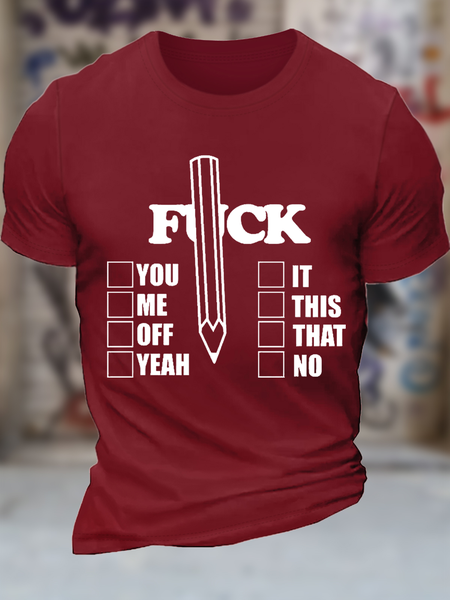 

Men's Funny Word Crew Neck Loose Casual T-Shirt, Red, T-shirts