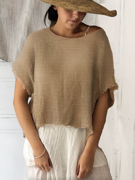 

Women Casual Khaki Crew Neck Linen Breathable Short Sleeve Summer T-shirt, Tees & T-shirts