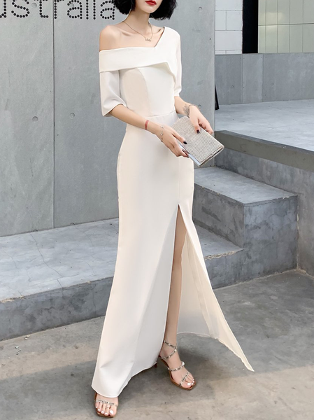 

Regular Fit Elegant Evening Black Maxi Dress Wedding, White, Maxi Dresses