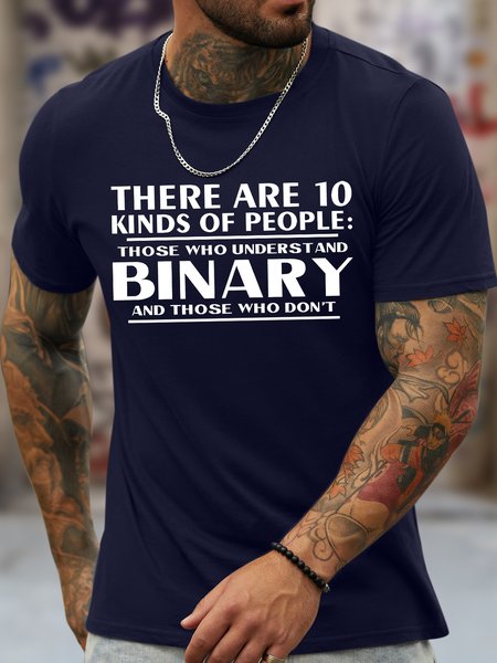 

Men's There Are 10 Kinds Of People Those Who Understand Binary And Those Who Don't Funny Graphic Printing Loose Text Letters Casual Cotton T-Shirt, Purplish blue, T-shirts