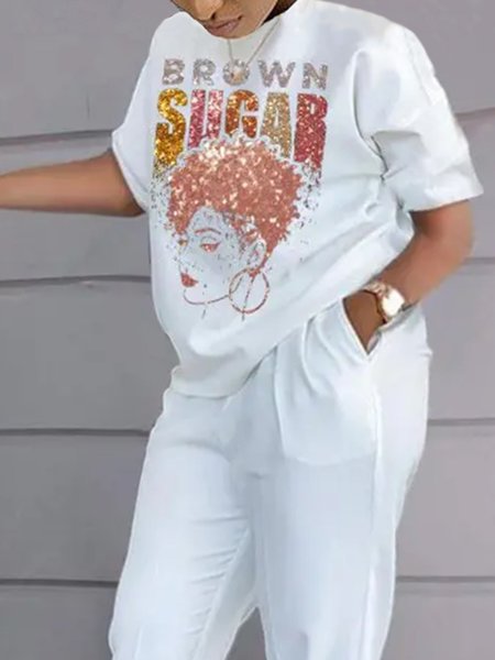 

Daily Short sleeve Casual Crew Neck T-Shirt, White, Tees