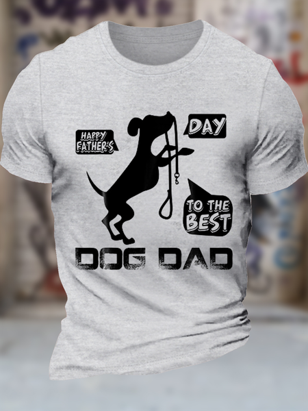 

Men's Happy Fathers Day To The Best Dog Dad Loose Casual T-Shirt, Light gray, T-shirts