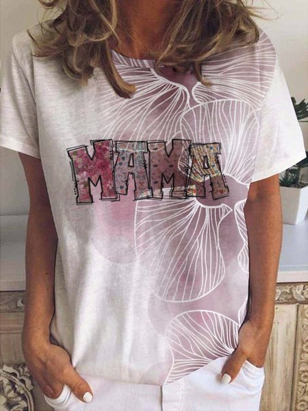 

Women's Floral Mama Gradient Crew Neck Loose Casual T-Shirt, As picture, T-shirts